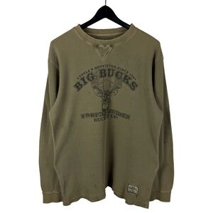 Vintage Y2K Field Duty Big Bucks Waffle Knit Thermal Grunge Shirt Size L